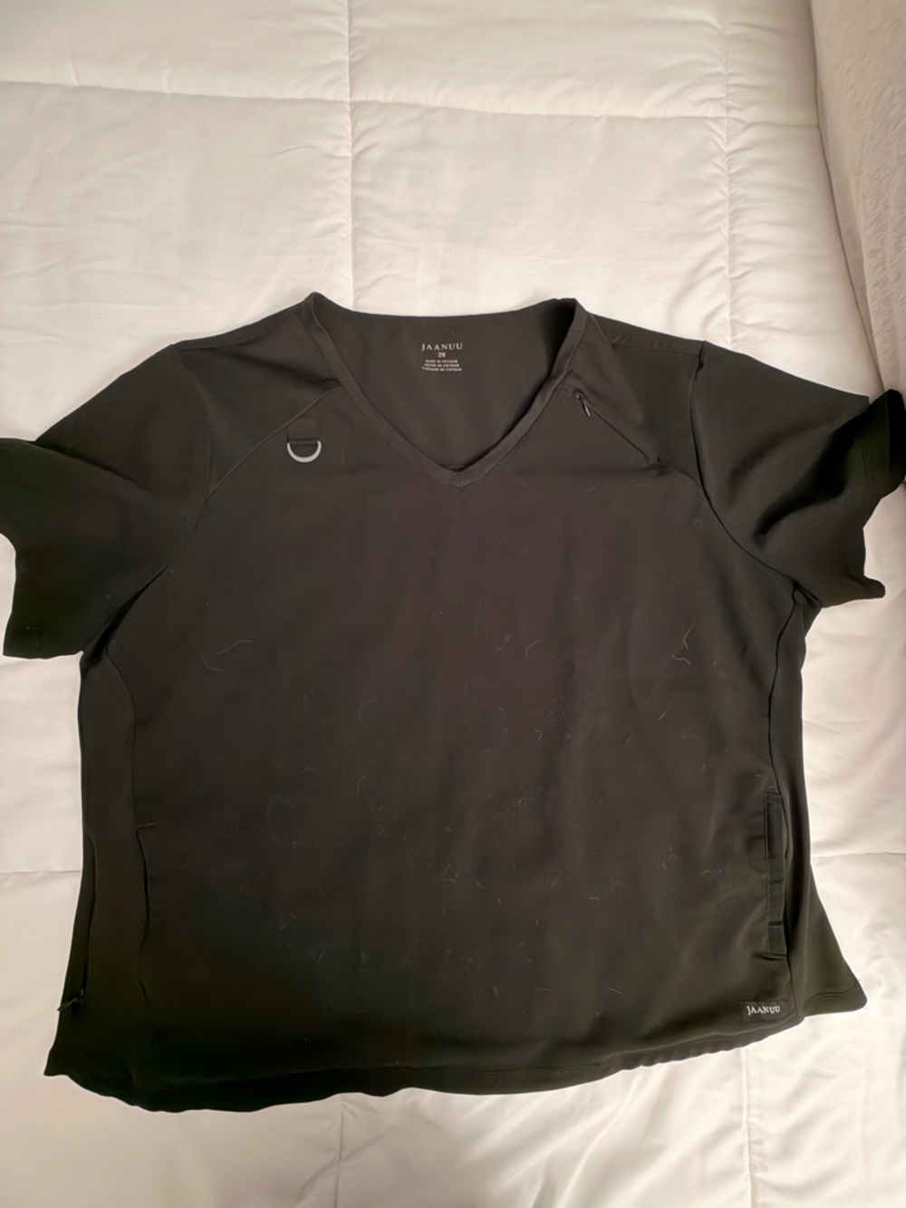 Jaanuu Black Scrub Top with Subtle Logo